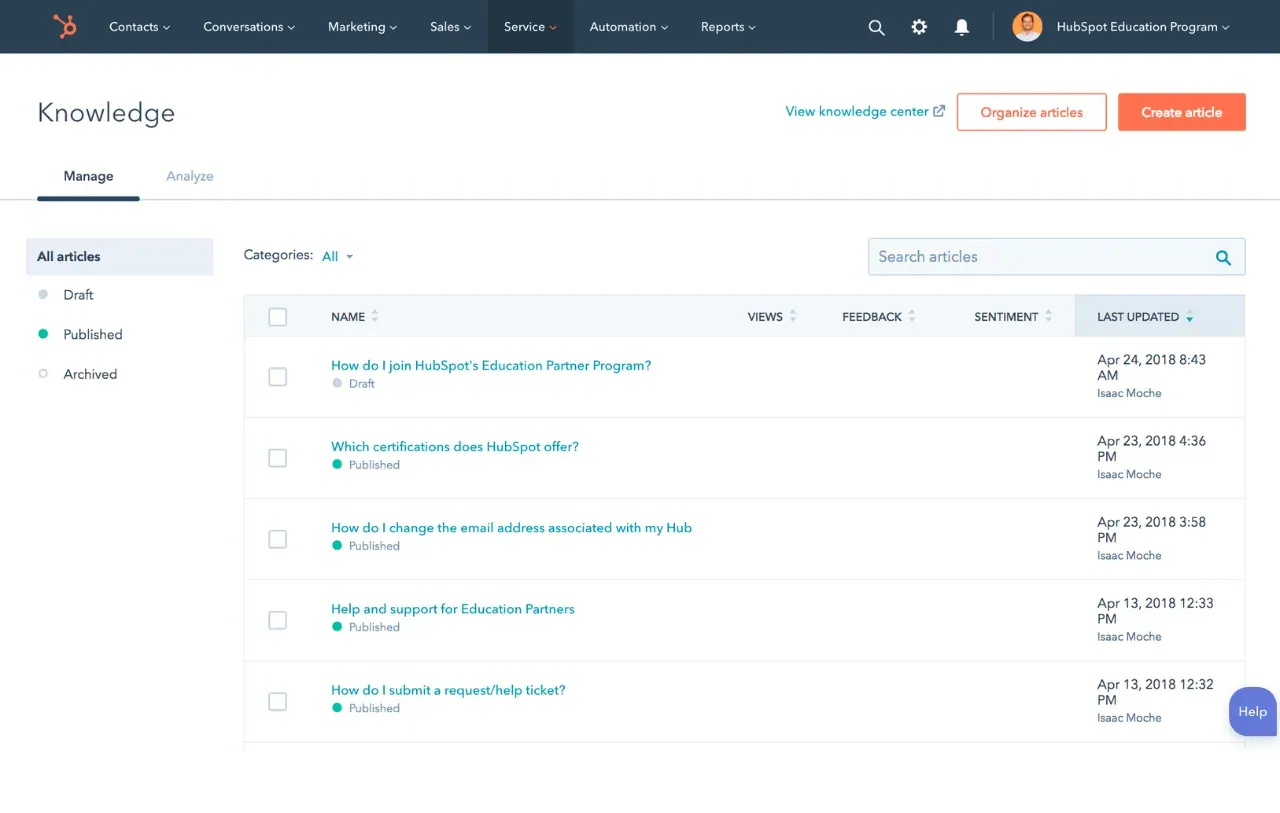 Let Customers Self-Service with Knowledge Base Tools | HubSpot
