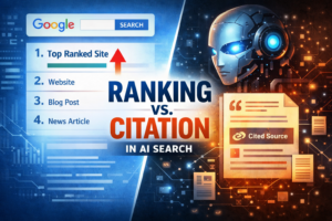 Forskjellen mellom ranking og citation i AI-søk